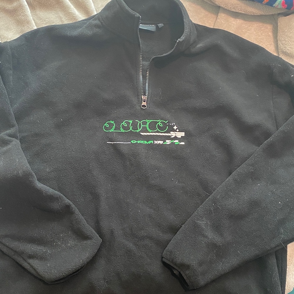 ASOS Black Half-Zip Pullover with Green Embroidery
